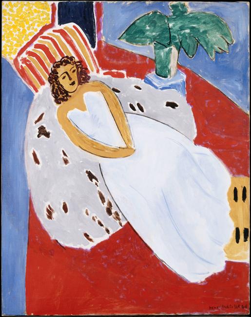 Henri Matisse - Young Woman in White, Red Background  1946